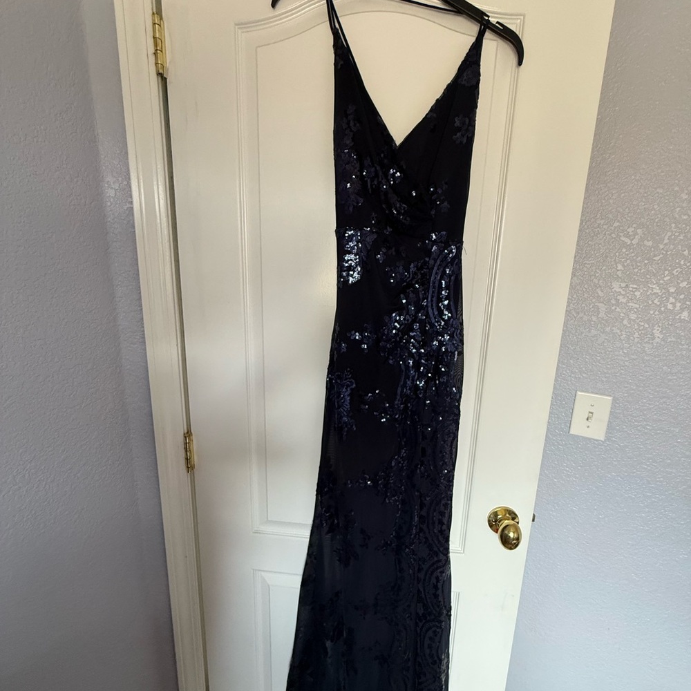 Showpo Blue Sequin Halter Maxi Dress